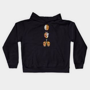 Set of human organ, lungs, heart and brain with sunflowers and daisy Kids Hoodie